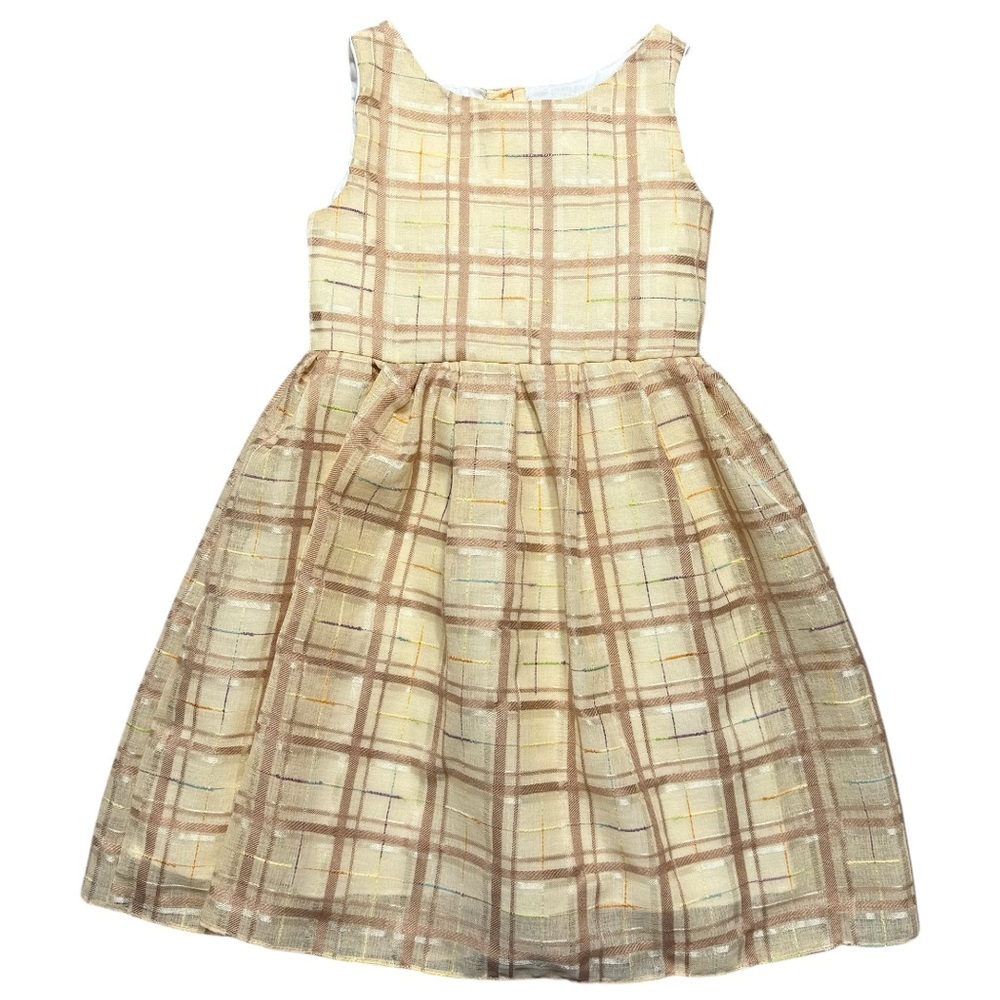 Oshkosh B’Gosh vtg 4T girls dress brown cream plaid 90s